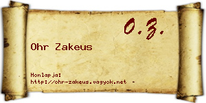 Ohr Zakeus névjegykártya